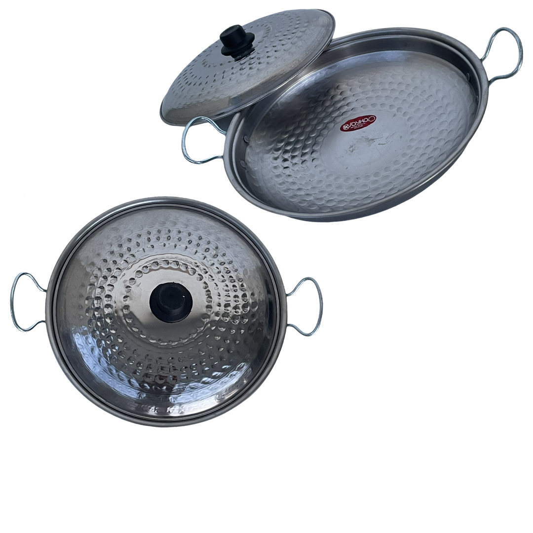 Krom Paslanmaz Yemek Pişirme Tavası (Kapaklı) 35 Cm'lik