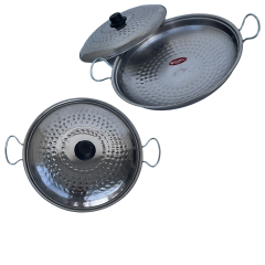 Krom Paslanmaz Yemek Pişirme Tavası (Kapaklı) 35 Cm'lik