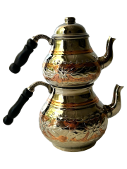 Bakır Çaydanlık El Dövme Desenli (Büyük Boy)