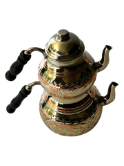 Bakır Çaydanlık El Dövme Desenli (Büyük Boy)