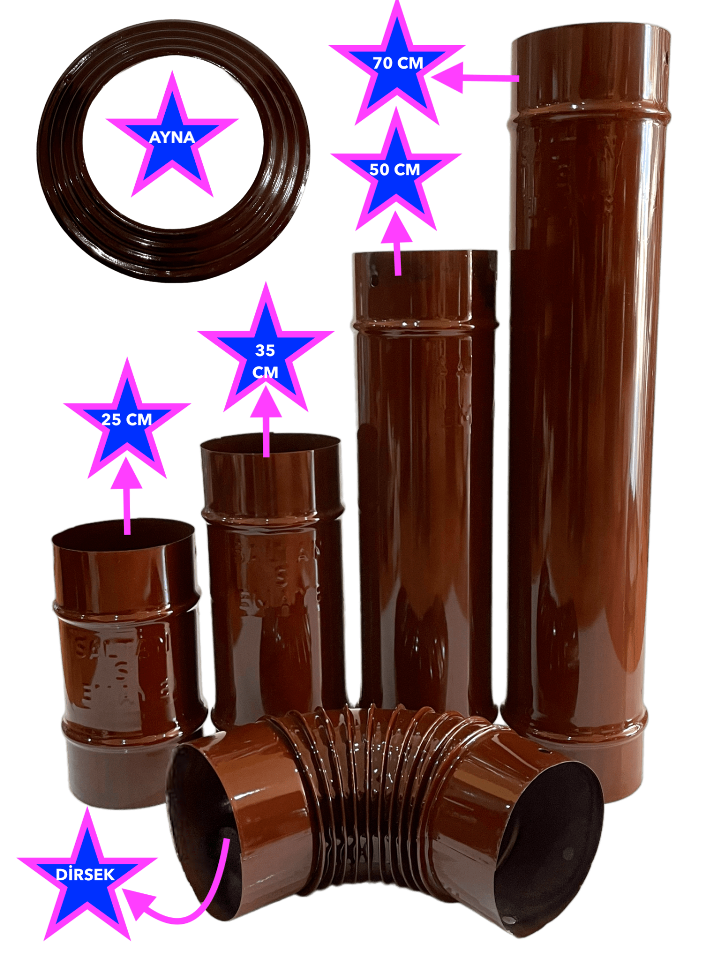 Emaye Soba Borusu 50 Cm'lik (Çift Kat Emaye)