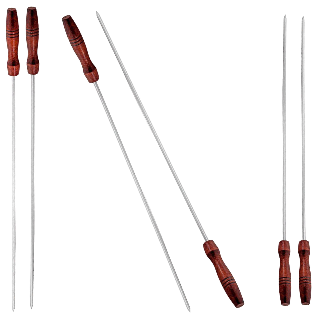 Krom Paslanmaz Şiş 1 Adet 5 MM Kare 60 Cm Boy Ahşap Saplı (Hakiki Krom)