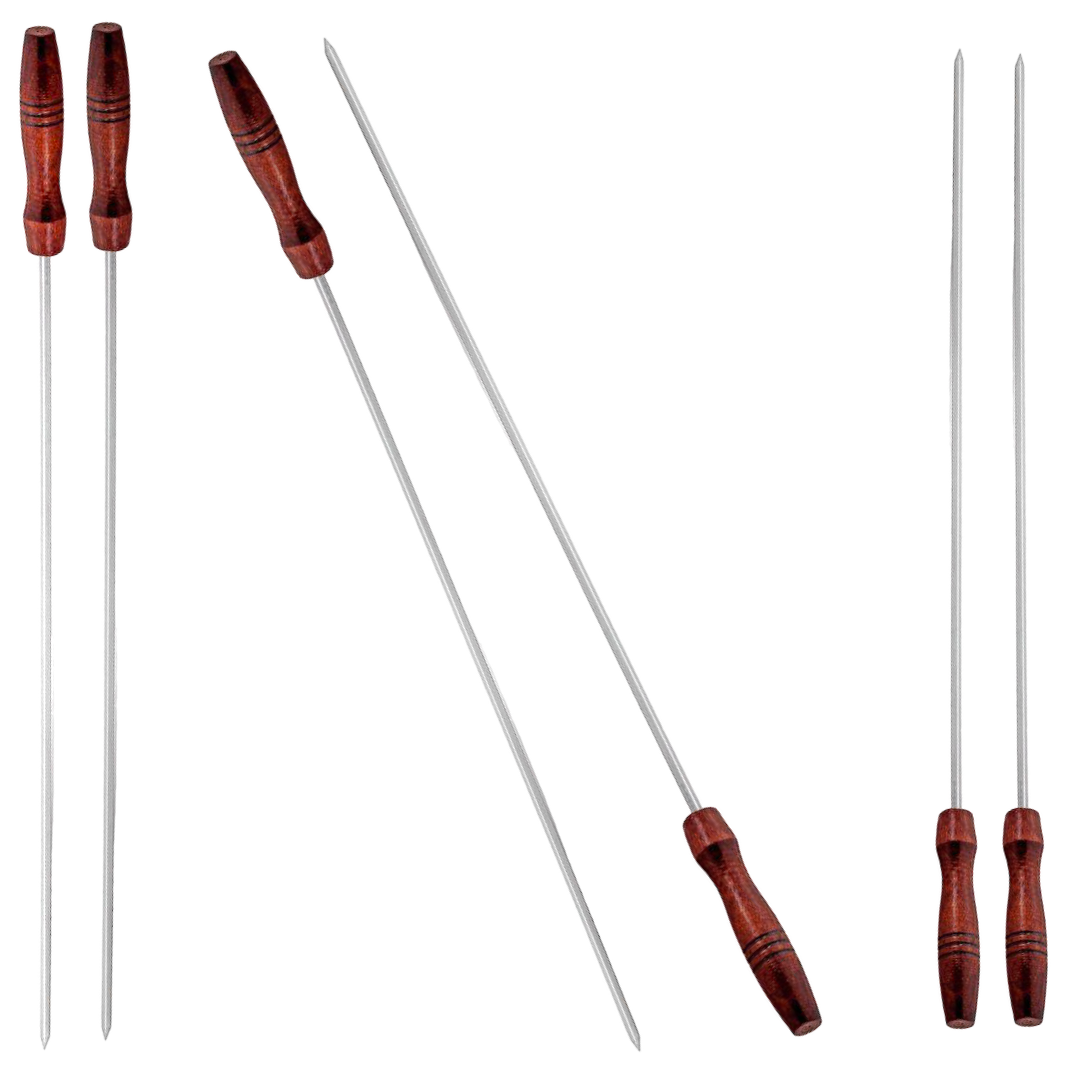 Krom Paslanmaz Şiş 1 Adet 5 MM Kare 60 Cm Boy Ahşap Saplı (Hakiki Krom)