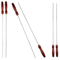 Krom Paslanmaz Şiş 1 Adet 5 MM Kare 60 Cm Boy Ahşap Saplı (Hakiki Krom)