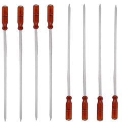 Çelik Paslanmaz Şiş 1 Adet 2 Cm Yassı 60 Cm Boy Ahşap Saplı (Hakiki Krom)