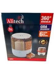 AliTech Tahıllar Için 360° Dönebilen 6 Kg Hazneli Gıda Organizeri