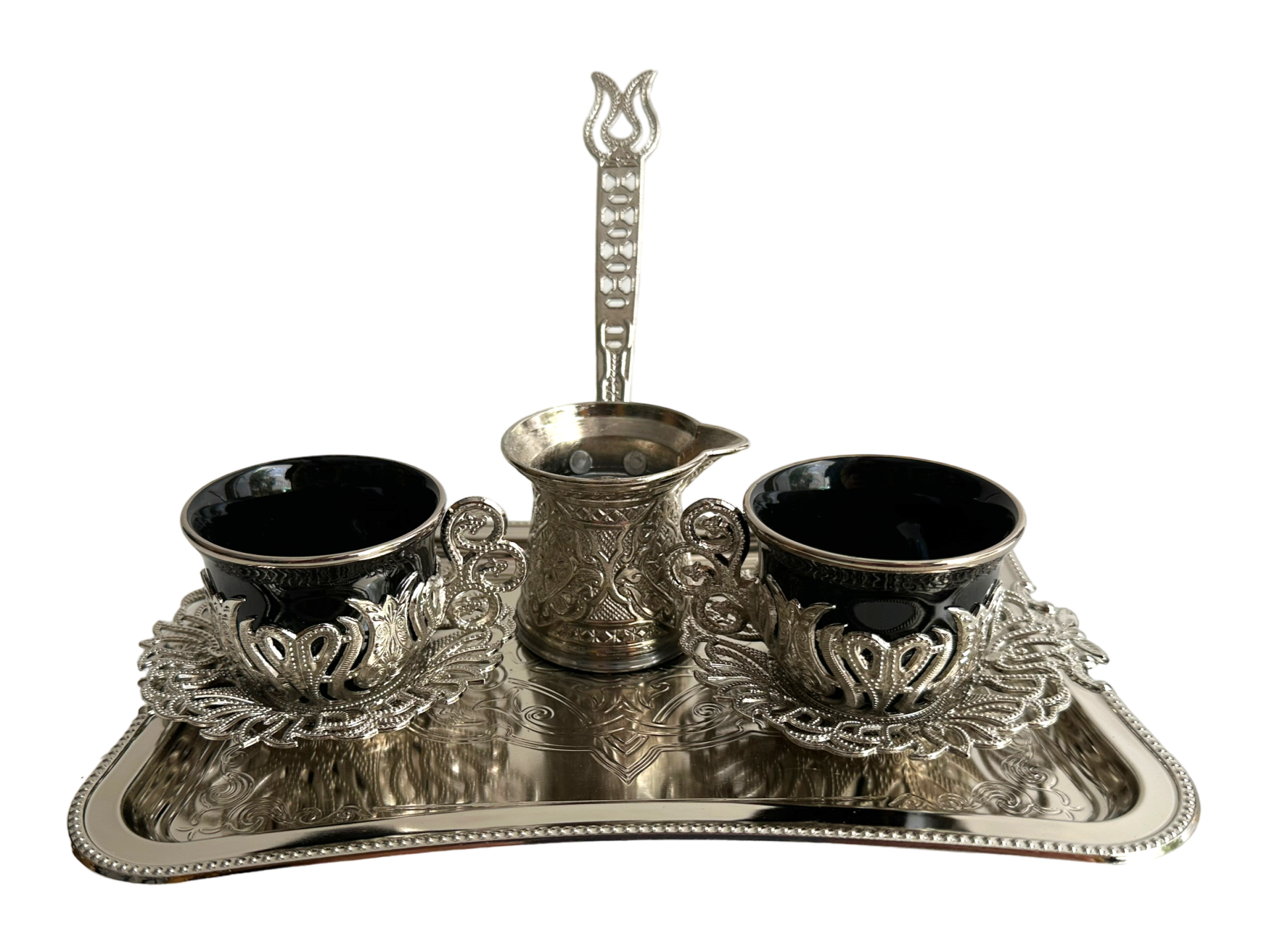 2 Kişilik Kahve Fincan Takımı Tepsili+Cezveli Sunum Seti (Model-14)