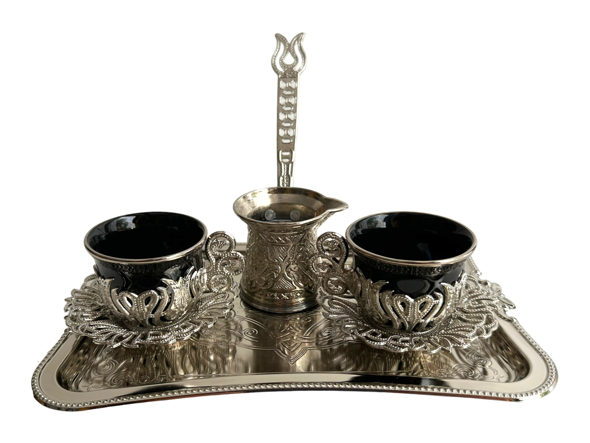 2 Kişilik Kahve Fincan Takımı Tepsili+Cezveli Sunum Seti