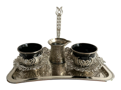 2 Kişilik Kahve Fincan Takımı Tepsili+Cezveli Sunum Seti