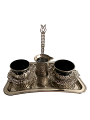 2 Kişilik Kahve Fincan Takımı Tepsili+Cezveli Sunum Seti