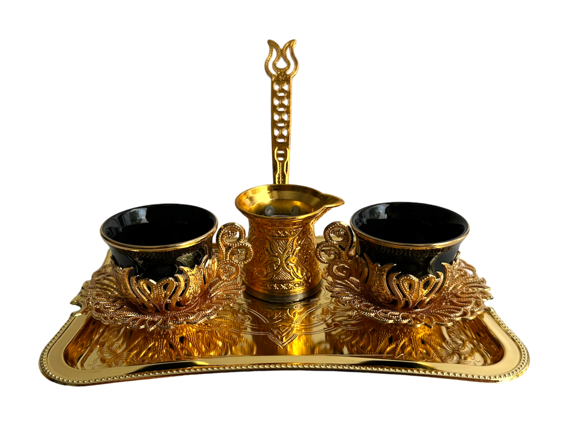 2 Kişilik Kahve Fincan Takımı Tepsili+Cezveli Sunum Seti