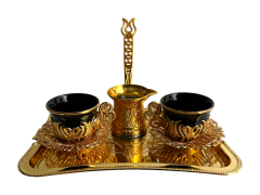 2 Kişilik Kahve Fincan Takımı Tepsili+Cezveli Sunum Seti