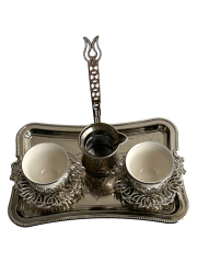 2 Kişilik Kahve Fincan Takımı Tepsili+Cezveli Sunum Seti