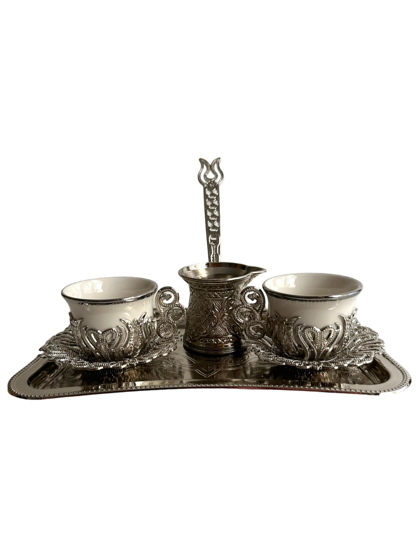 2 Kişilik Kahve Fincan Takımı Tepsili+Cezveli Sunum Seti