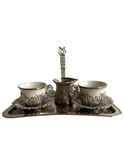 2 Kişilik Kahve Fincan Takımı Tepsili+Cezveli Sunum Seti