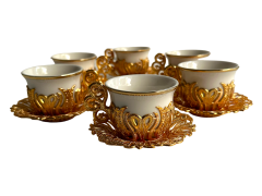 Osmanlı Motifli 6 Kişilik Kahve Fincan Takımı (Model-8)