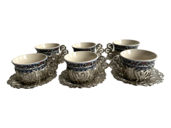 Osmanlı Motifli 6 Kişilik Kahve Fincan Takımı (Model-7)