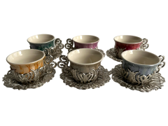 Osmanlı Motifli 6 Kişilik Kahve Fincan Takımı (Model-5)