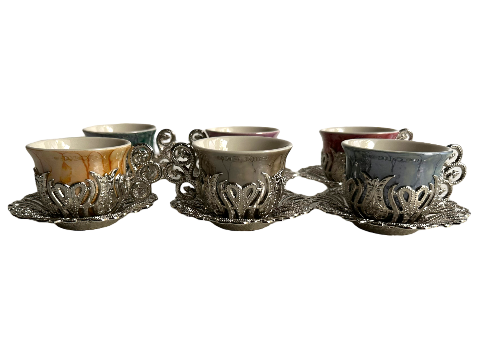 Osmanlı Motifli 6 Kişilik Kahve Fincan Takımı (Model-5)