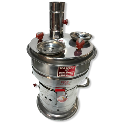 Odunlu Tek Musluklu Yakut Semaver Orjinal Çelik Semaver Büyük Boy Krom Kaplama (2.Kalite)