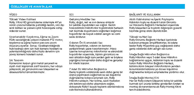 LOGITECH RALLY PLUS VIDEO KONFERANS CİHAZI KAMERASI 960-001224 V-R0010