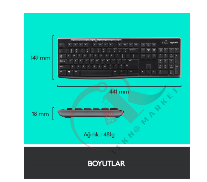 LOGITECH MK270 KABLOSUZ USB ALICILI TÜRKÇE Q KLAVYE & MOUSE SETİ-SİYAH 920-004525