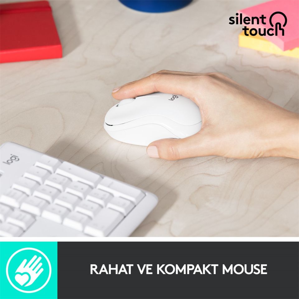 LOGİTECH MK295 SESSİZ KABLOSUZ TÜRKÇE Q KLAVYE & MOUSE SETİ BEYAZ 920-010089