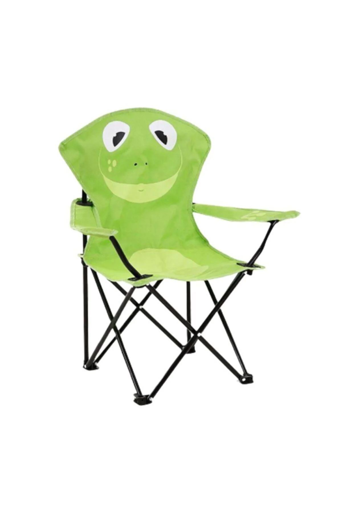Çocuk Kamp Sandalyesi Kurbağa Desenli Taşıma Çantası Hediyeli