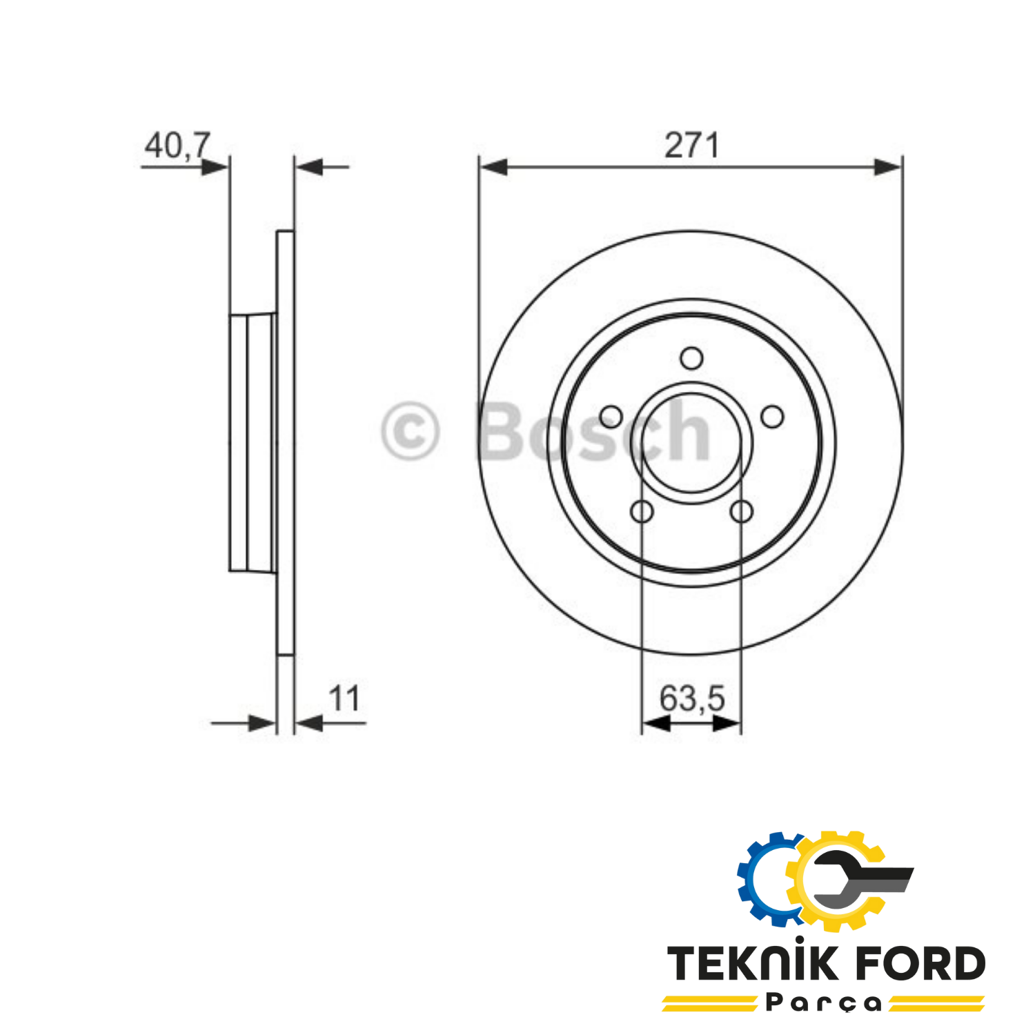 Ford C-Max 2004-2018 Arka Fren Disk Takımı Bosh Marka(Kopya)