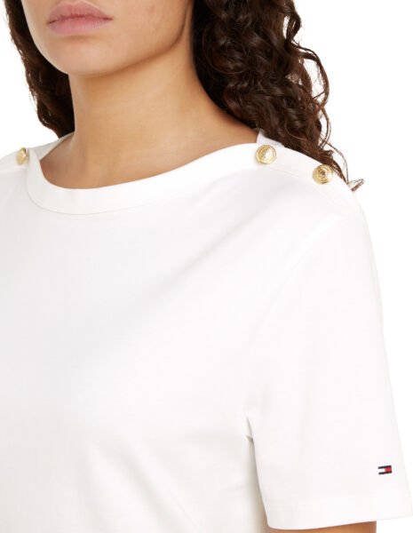 REG STRIPE GOLD BTN C-NK SS