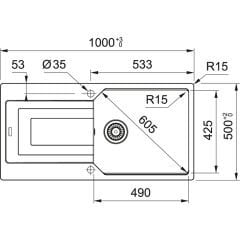 Franke Urban UBG 611-100 Granit Sahara Tezgaha sıfır/Üstü Granit Evye - 114.0688.451