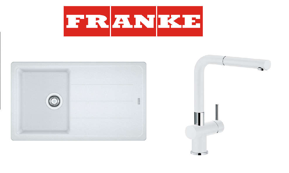 Franke Basis BFG 611-86 Granit Bianco/Beyaz + Active Plus Bianco/Beyaz  Armatur Kampanyası