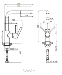 Marmorin Swarm M3000 spiralli Batarya/Armatur Siyah