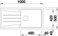 Blanco Sona 6 S XL  Tek Gözlü Tezgah Üstü Alu Metalic Granit Evye + Blanco Mida Spiralsiz Alu Metallic Armatur Kampanyası