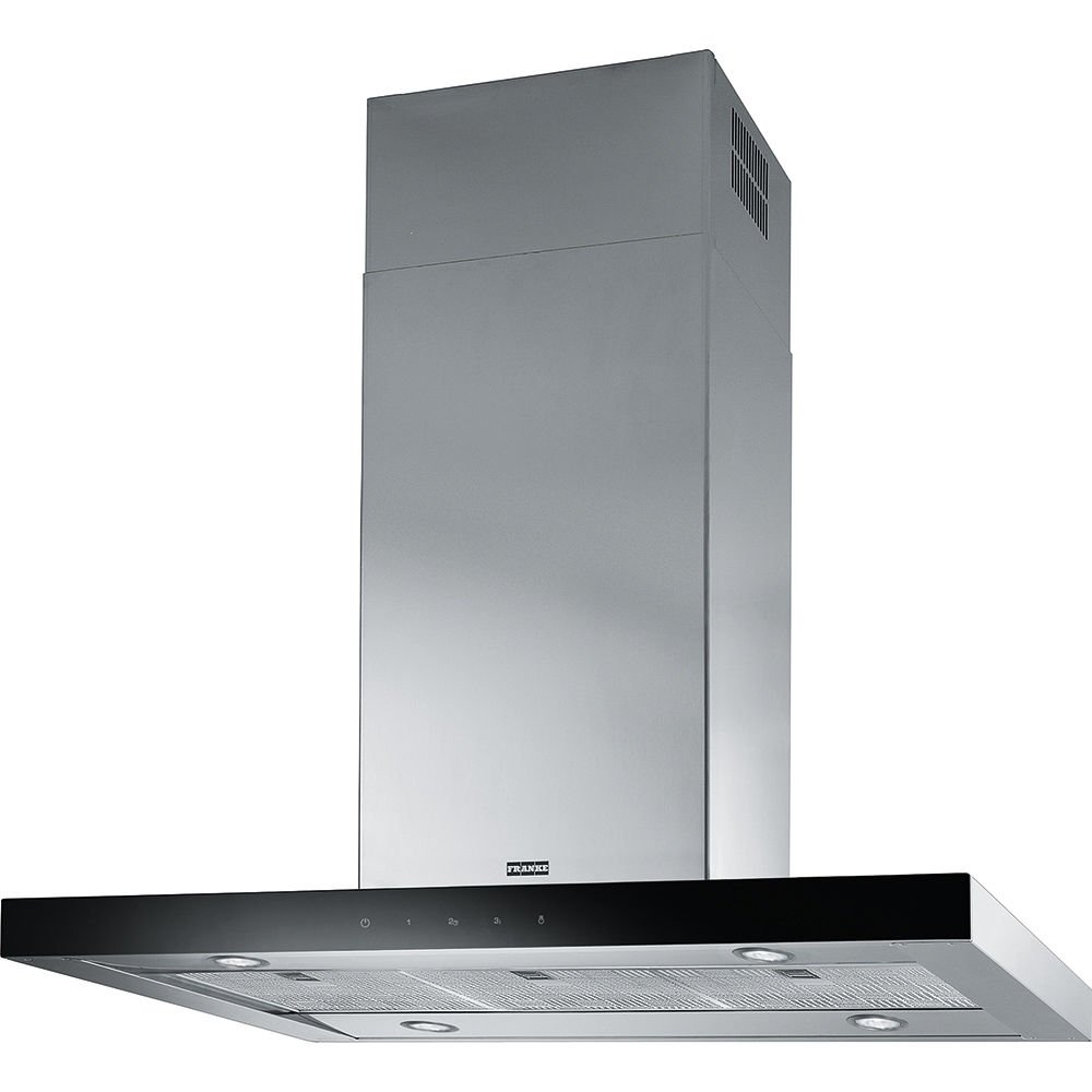 Franke Mythos  FCR 925 I TC BK XS LED Inox + Siyah  90 Cm Ada Tipi Davlumbaz - 325.0518.709