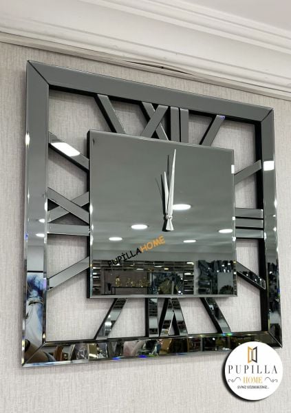 Aynalı Füme Renk Kare Saat