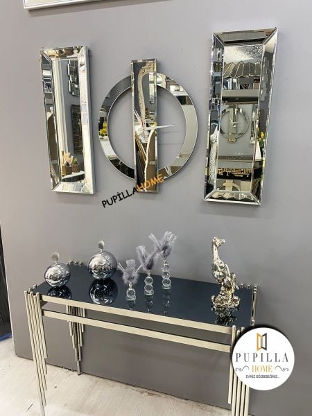 Venüs Model Aynalı Saat Set Gümüş Renk