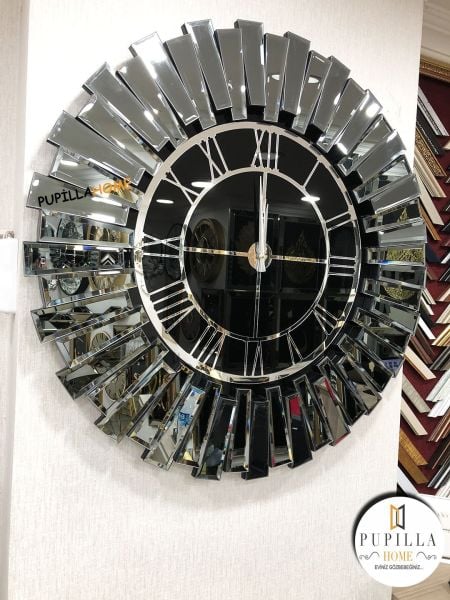 Güneş Model Aynalı Saat Füme Renk Roma Rakam