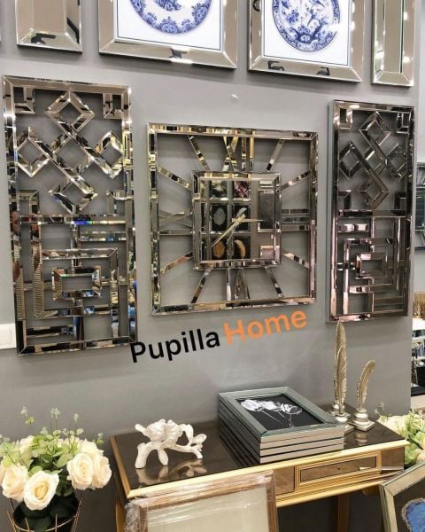 Sarmaşık Model Aynalı Saat Set Bronz Renk