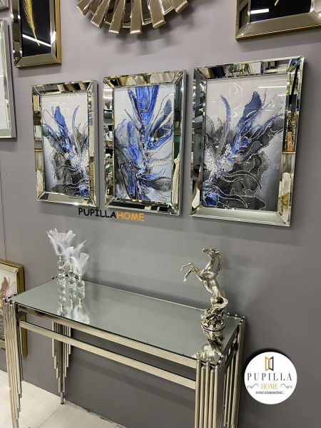 Gümüş Renk Üçlü Mavi Bulut Set