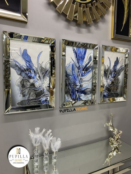 Gümüş Renk Üçlü Mavi Bulut Set