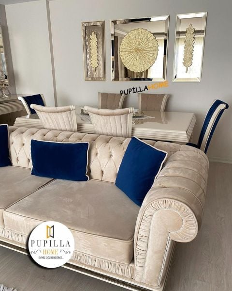 Bronz Renk Üçlü Varak Dünya ve Tüy Tablo Set