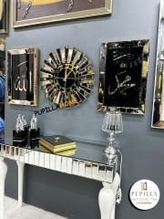 Bronz Renk İkili Allah C.C & Hz. Muhammed Sav Tablo Güneş Model Aynalı Saat