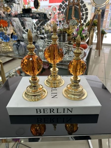 Üçlü Kristal Biblo Aksesuar Turuncu