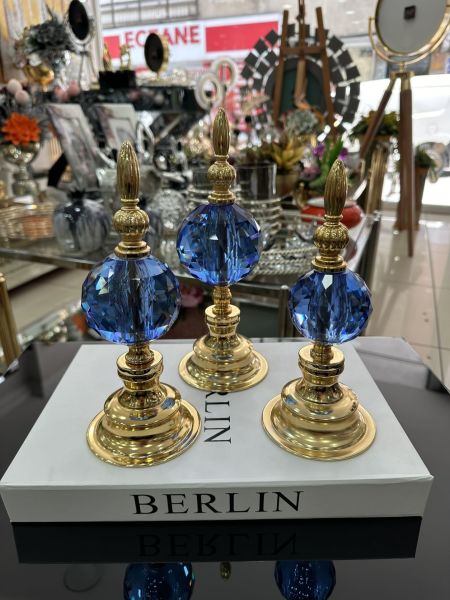 Üçlü Kristal Biblo Aksesuar Mavi