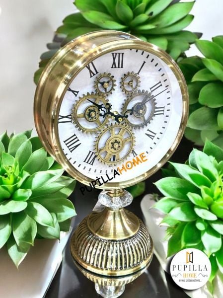 Gold Eskitme Metal Çarklı Saat