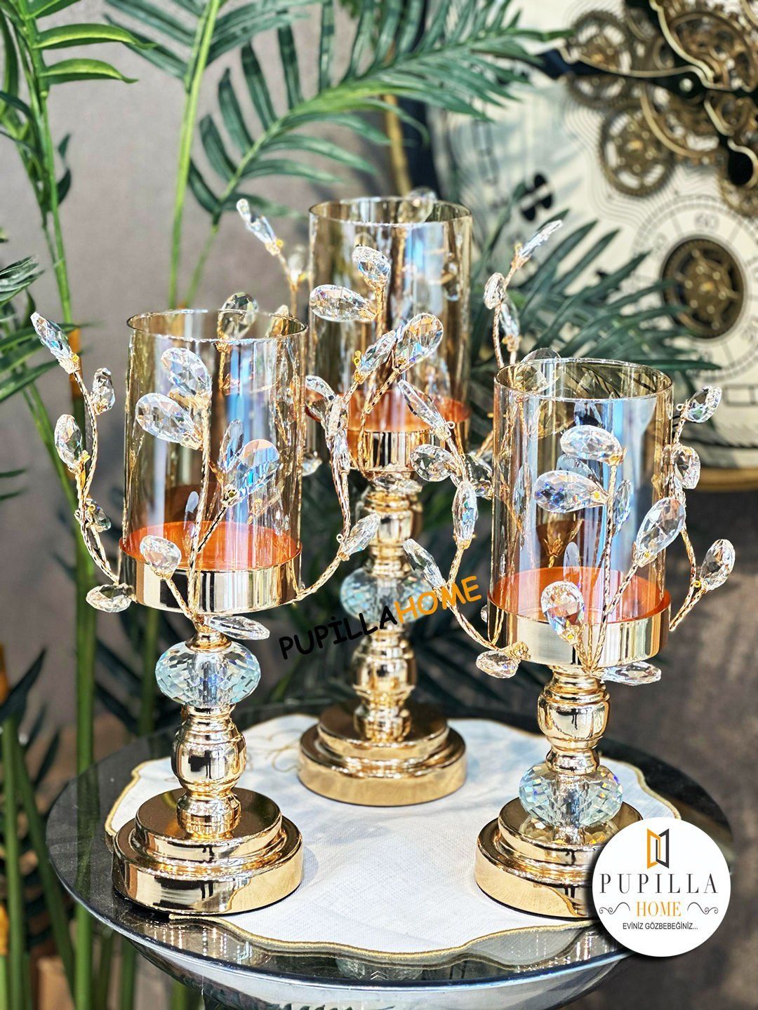 Üçlü Gold Şamdan
