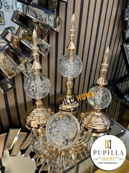 Üçlü kristal cam küre alem ve ahtapot küre 4 lü set