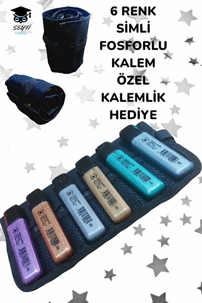 FOSFORLU KALEM SETİ 6 RENK %100 YERLİ ÜRETİM ÖZEL ÜRETİM KALEMLİK HEDİYELİ