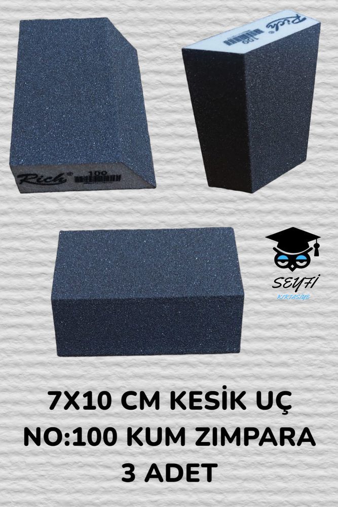 7X10 CM KESİK UÇ  NO:100 KUM ZIMPARA 3 ADET